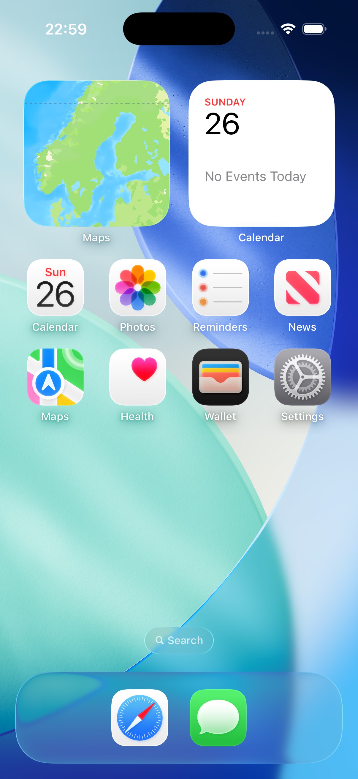 iPhone simulator home screen